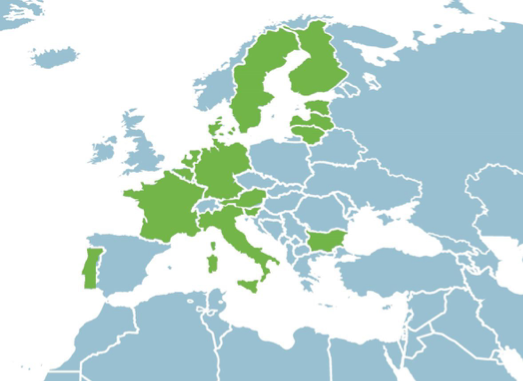 Mappa dei paesi partecipanti al sistema del brevetto unitario